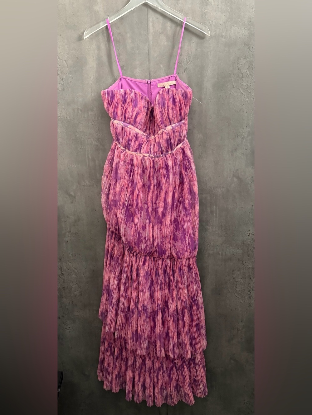 Hutch Print Plisse Layered Ruffle Strapless Maxi Dress Size 12 B3052 - Picture 6 of 8